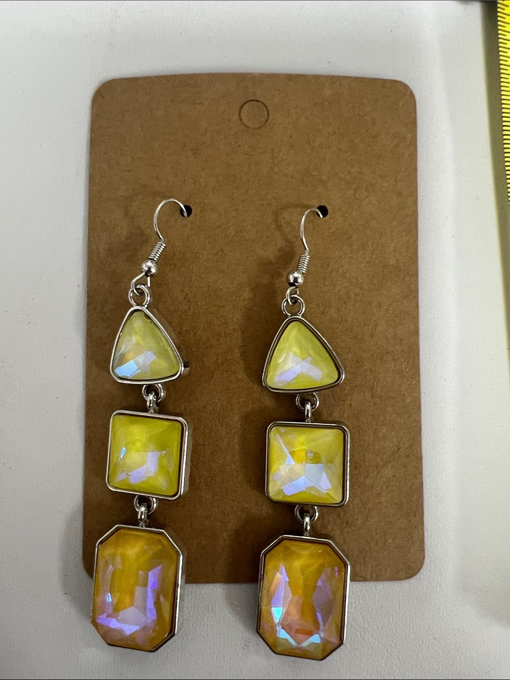 Yellow Dangle Crystal Earrings - Women Jewelry
